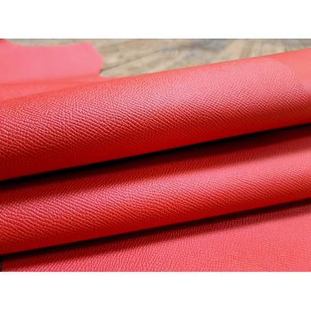 Demi-peau de cuir de vachette tannage ferme - rouge orangé - cuirenstock
