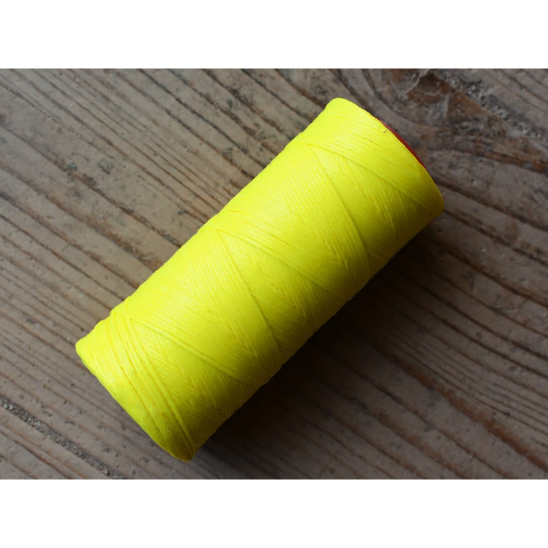 Bobine fil poissé polyester jaune fluo couture cuir main Cuirenstock