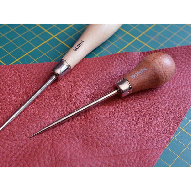 Set 4 Alènes à Coudre Manche Bois - Poinçon Cuir DIY - Outillage Couture Main