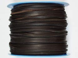 Lacet de cuir carré 3.5 mm marron foncé chocolat vendu au mètre premier choix - Cuir en Stock