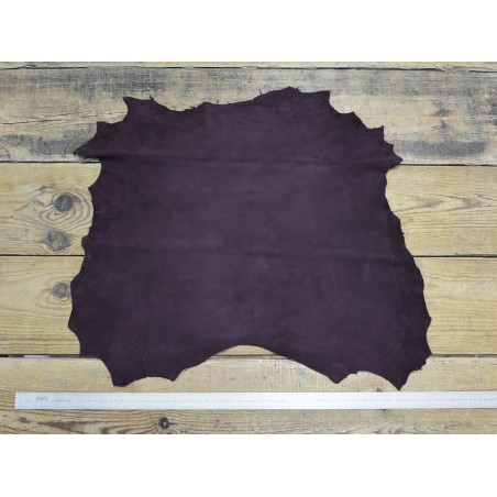 Peau de cuir de chèvre velours aubergine - Cuir en Stock