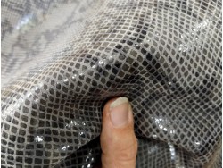 Morceau de cuir de vache grain serpent - GRIS - maroquinerie