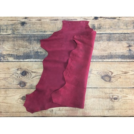 Endroit envers peau chèvre velours cherry bordeaux cuir en stock