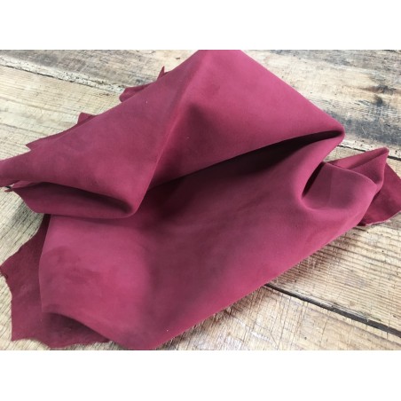 Tannage souple peau chèvre velours bordeaux cherry Cuirenstock