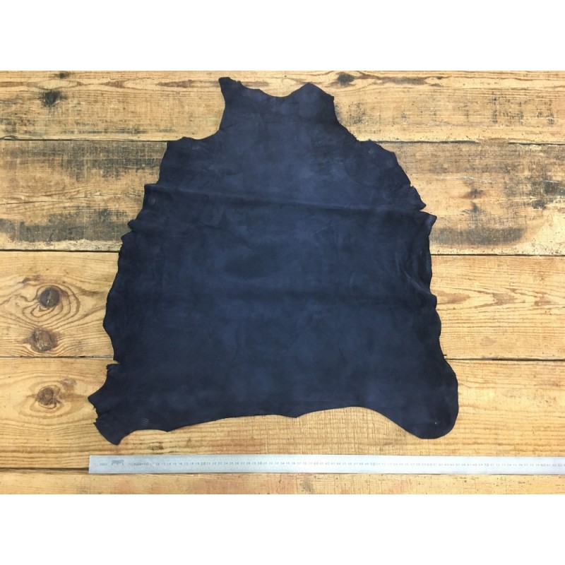Peau de chèvre velours bleu marine Cuir en Stock Peau de chèvre velours bleu marine Cuir en Stock