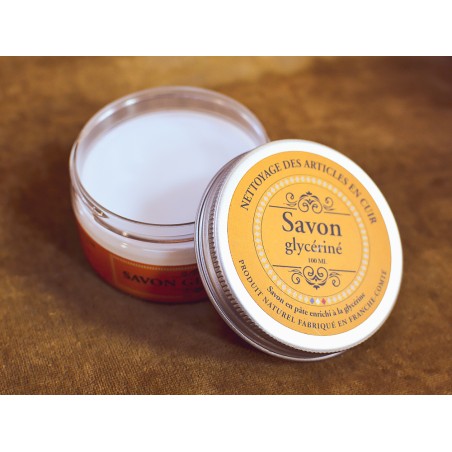 Boite de 100 ml de savon glycériné sans solvants Trimadel - entretien du cuir - Cuirenstock