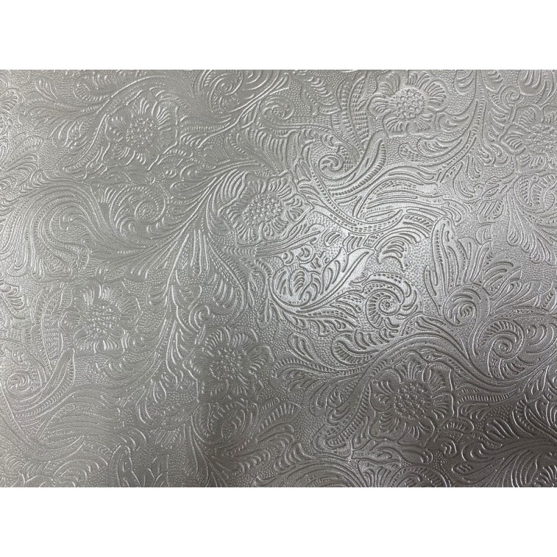 Cuir grain cordoue fleurie gris Cuir en stock Cuir grain cordoue fleurie gris Cuir en stock