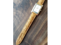 Création d'un bracelet montre en cuir d'autruche fauve Cuirenstock