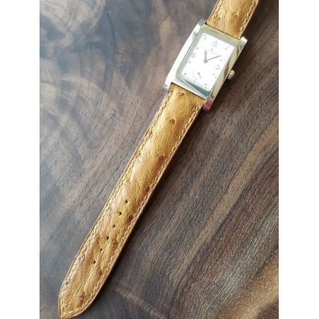 Création d'un bracelet montre en cuir d'autruche fauve Cuirenstock