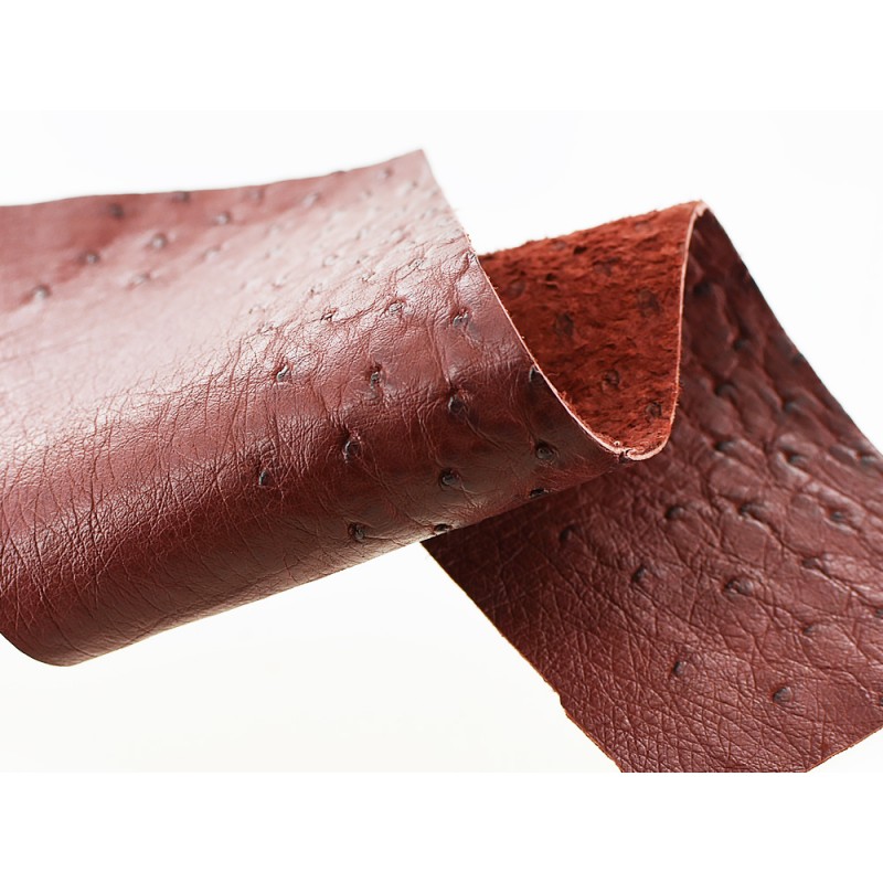Morceau de cuir autruche brun rouge bijou accessoire bracelet de montre luxe Cuir en Stock