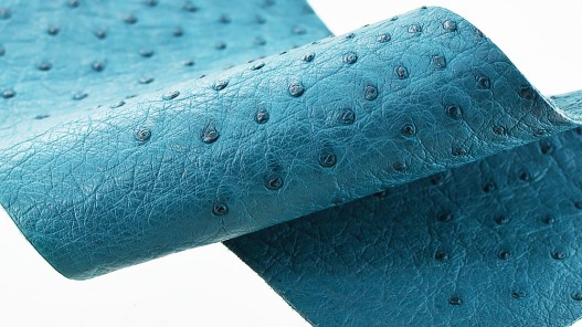 Morceau de cuir autruche bleu pétrole bijou accessoire bracelet de montre luxe Cuir en Stock