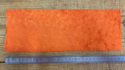 Envers morceau de cuir autruche orange cuir en stock