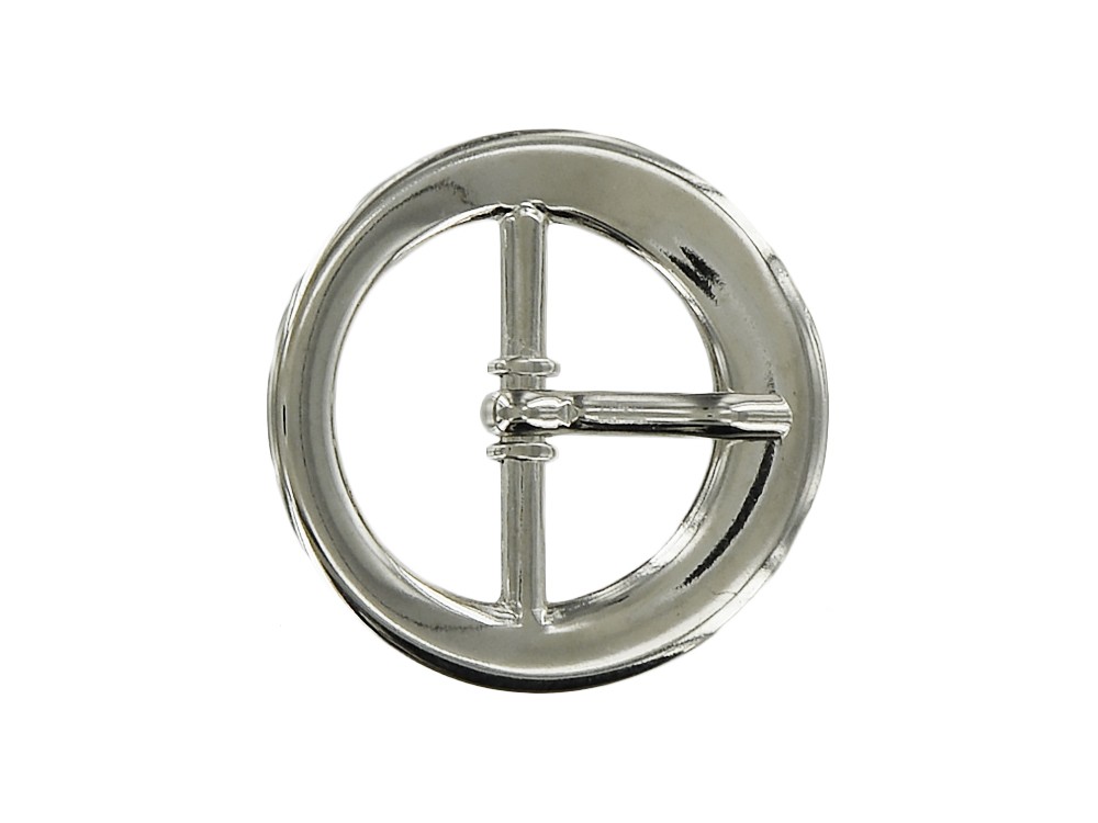 Boucle de ceinture ronde double axe nickele 20 mm Cuir en Stock