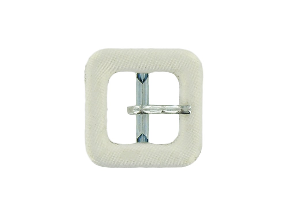 Petite boucle carre gainee en tissu blanc nacre 15 mm Cuir en Stock