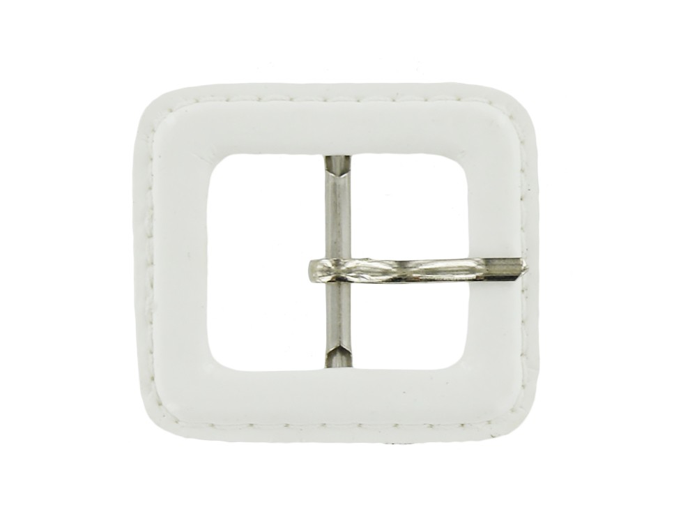 Boucle rectangulaire gainee en cuir vernis blanc 20 mm Cuir en Stock