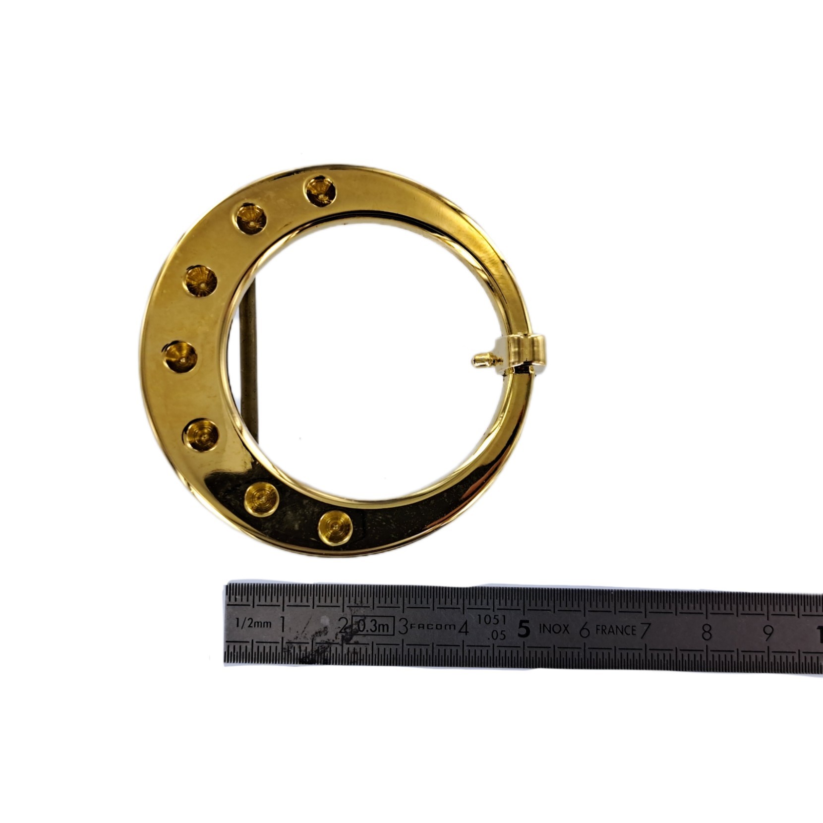 Grande boucle de ceinture decorative ronde Laiton 50 mm Cuir en Stock