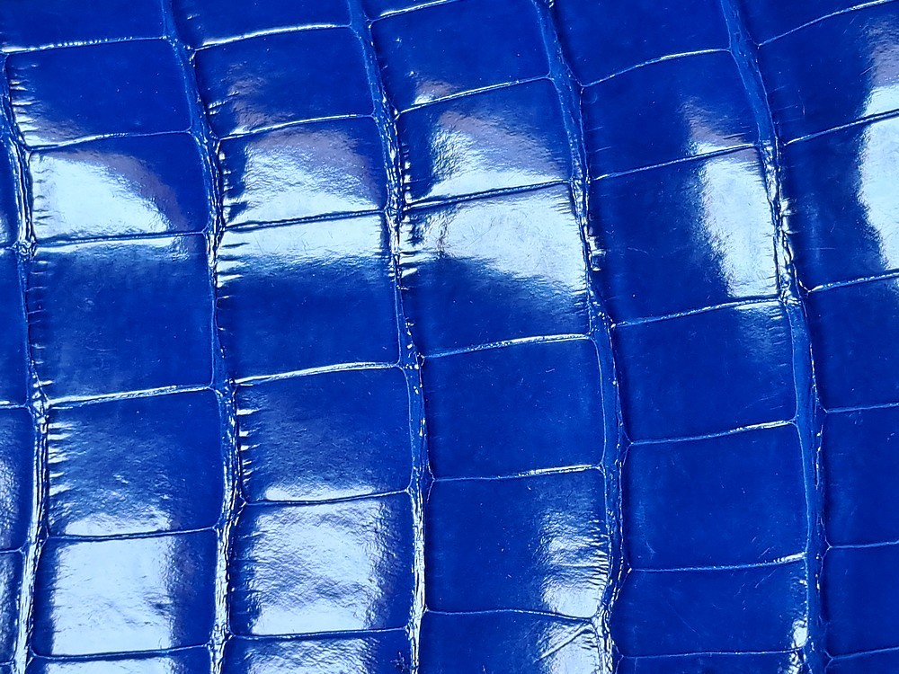 Bracelet En Cuir De Crocodile Vrai - 20/18 Mm, Bleu, Rembourré, Neuf Sans étiquette
