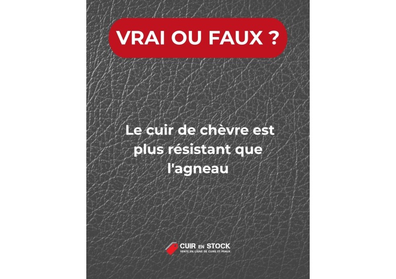 Quiz du cuir QUESTION 10. Le cuir de chèvre est plus résistant que l’agneau