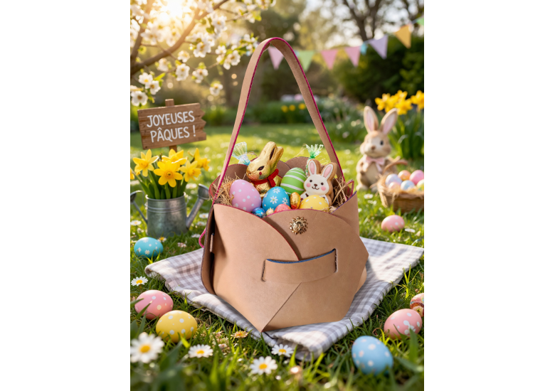 Kit DIY panier de Pâques en cuir sans couture – activité créative enfant